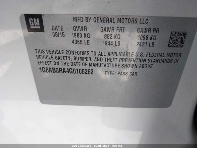 1G6AB5RA4G0106262 Cadillac Ats Luxury Collection