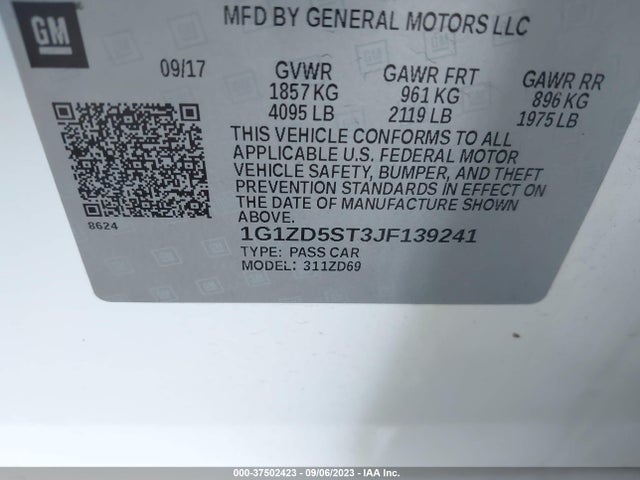 Chevrolet MALIBU LT 2018 1G1ZD5ST3JF139241 Image 9