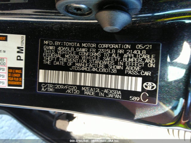 Toyota COROLLA SE 2021 JTDS4MCE4MJ080138 Image 9