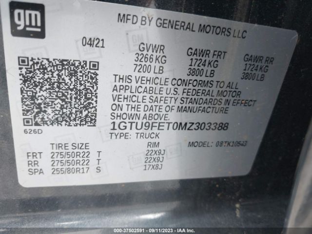 1GTU9FET0MZ303388 GMC Sierra 1500 Denali