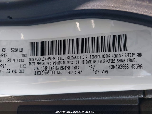 1C4PJLAB1GW190170 Jeep Cherokee Sport