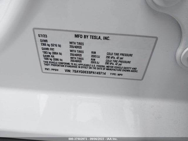 Tesla Model Y Long Range 2023 7SAYGDEE6PA149714 Image 9