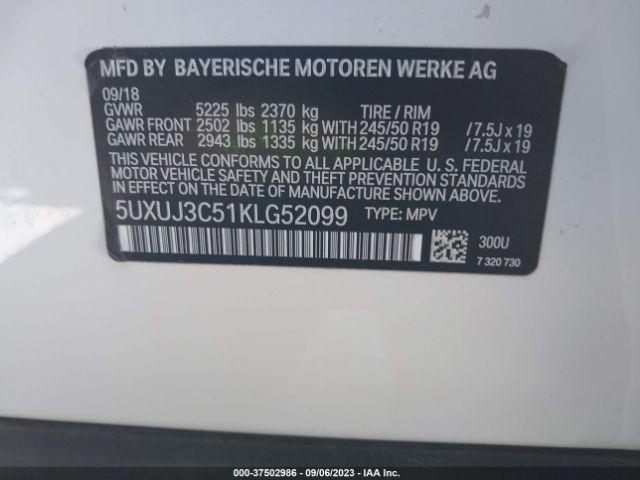 5UXUJ3C51KLG52099 BMW X4 Xdrive30i