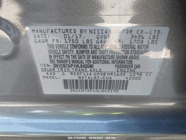 Nissan Versa 1.6 Sv 2017 3N1CN7AP1HL845590 Image 9
