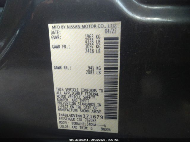 1N4BL4DV1NN371679 Nissan Altima 2.5 Sv