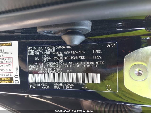 2023 TOYOTA 4RUNNER SR5 VIN: JTEMU5JR5P6137230