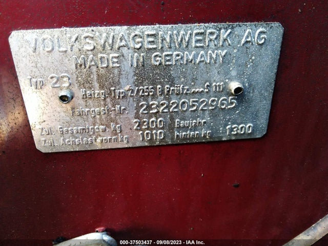 1972 VW CAMPMOBILE VIN: 2322052965