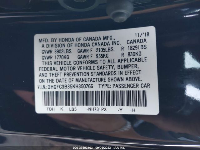 2019 HONDA CIVIC COUPE 2HGFC3B35KH350766 Photo 8