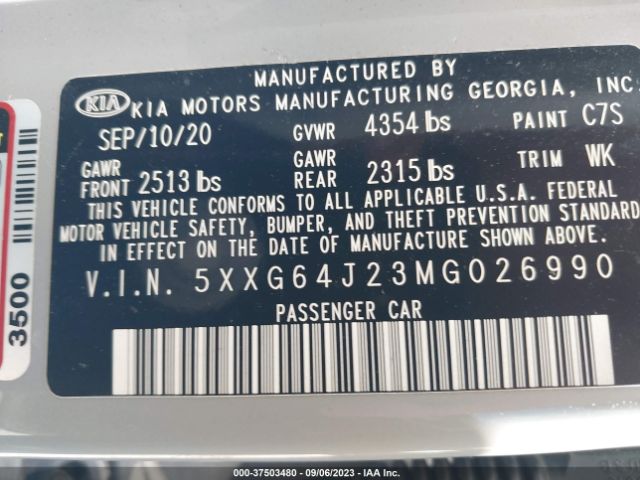 5XXG64J23MG026990 KIA K5 Gt-line