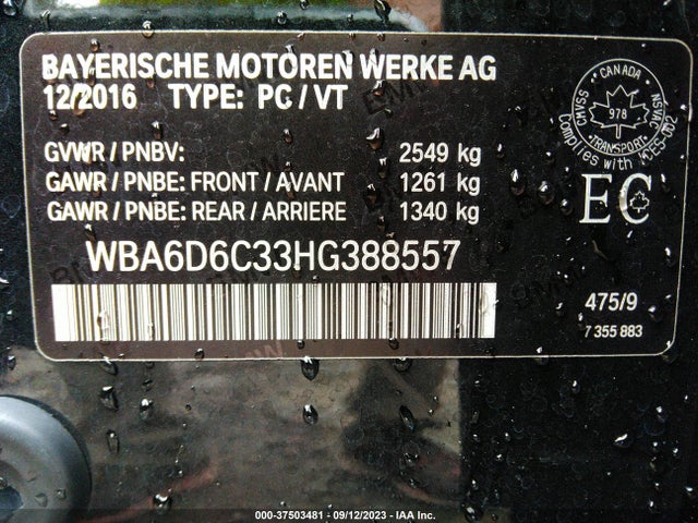 WBA6D6C33HG388557 BMW 650i Gran Coupe Xdrive