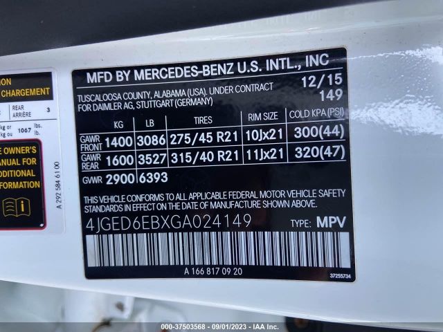 4JGED6EBXGA024149 Mercedes-Benz Gle Gle 450 Amg