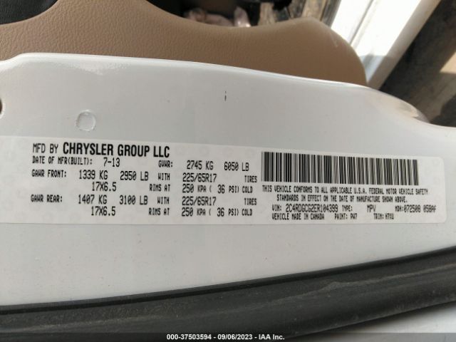 2C4RDGCG2ER104399 Dodge Grand Caravan Sxt