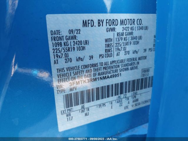 3FMTK3RM1NMA49951 Ford Mustang Mach-e Premium