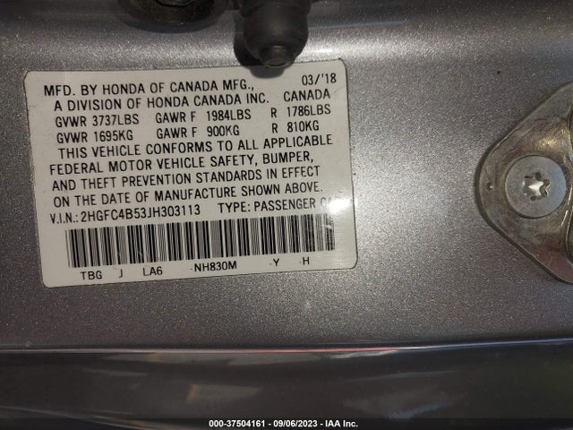 Honda Civic Coupe Lx 2018 2HGFC4B53JH303113 Image 9