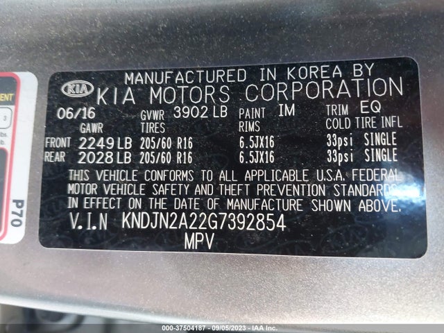 KIA Soul Base 2016 KNDJN2A22G7392854 Image 10
