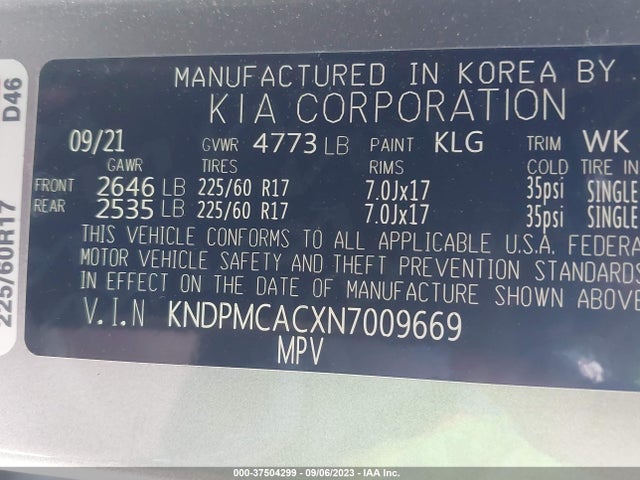 2022 KIA SPORTAGE LX VIN: KNDPMCACXN7009669