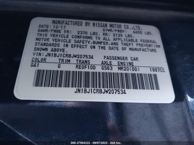 JN1BJ1CR8JW207534 Nissan Rogue Sport Sl