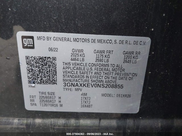 Chevrolet EQUINOX LT 2022 3GNAXKEV0NS208855 Image 9