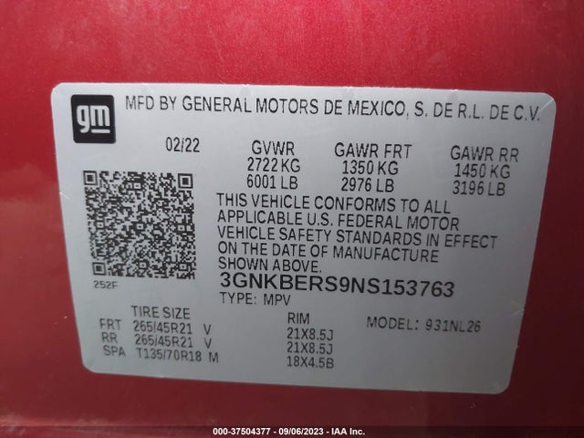 Chevrolet BLAZER RS 2022 3GNKBERS9NS153763 Image 9