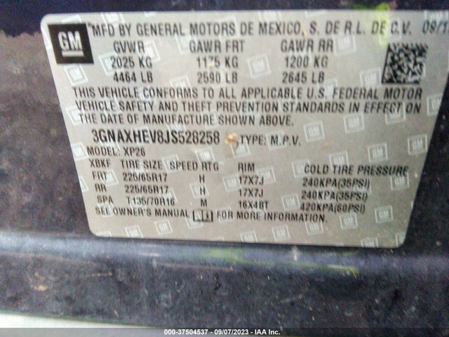 Chevrolet EQUINOX LS 2018 3GNAXHEV8JS528258 Image 9
