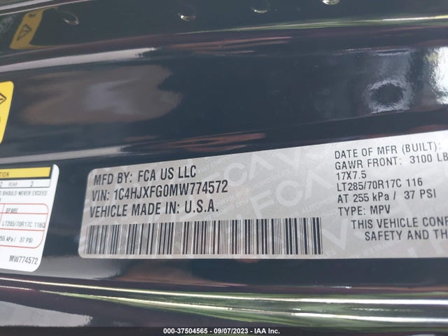 1C4HJXFG0MW774572 Jeep Wrangler Unlimited Rubicon