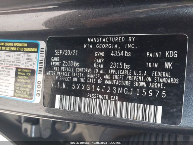 5XXG14J23NG115975 KIA K5 LXS