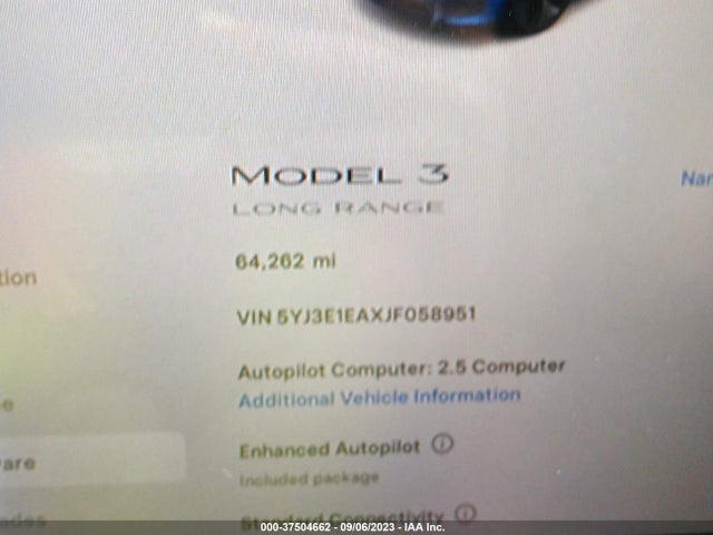 2018 Tesla 3, VIN: 5YJ3E1EAXJF058951