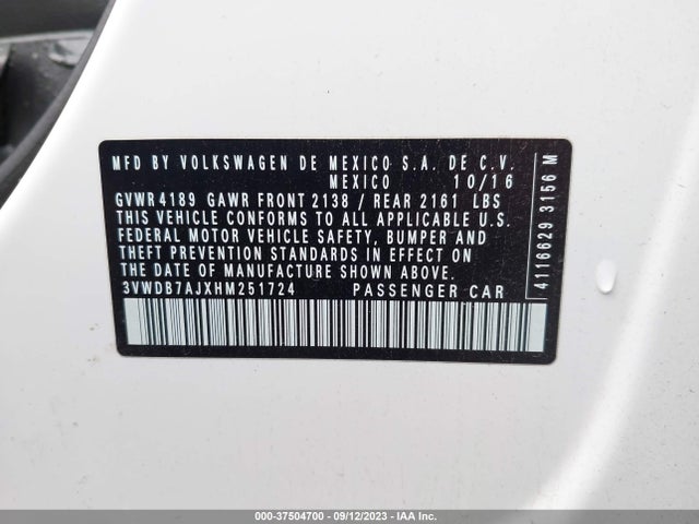 3VWDB7AJXHM251724 Volkswagen Jetta 1.4t Se
