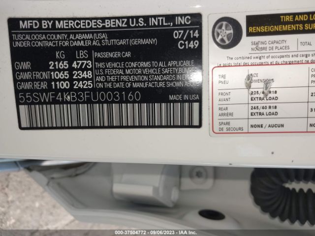 55SWF4KB3FU003160 Mercedes-Benz C-class C 300