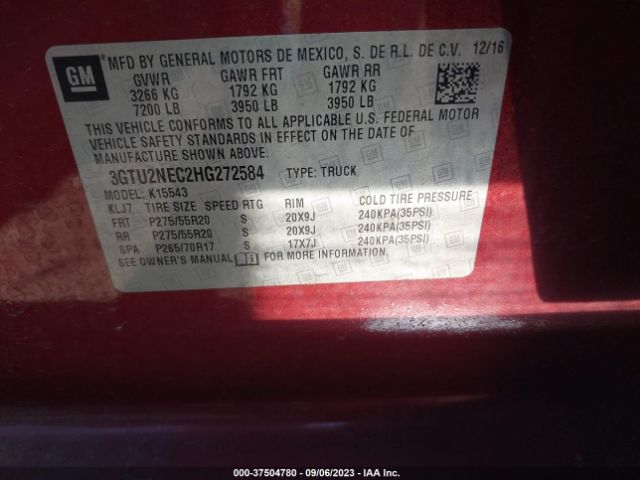 3GTU2NEC2HG272584 GMC Sierra 1500 Slt