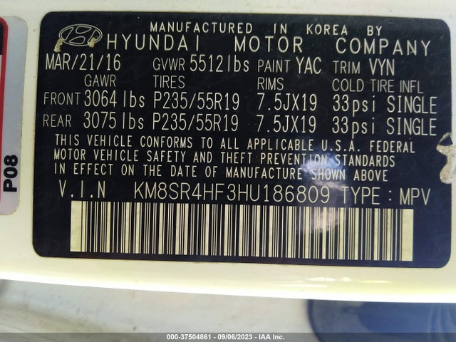Hyundai Santa Fe Se Ultimate 2017 KM8SR4HF3HU186809 Image 9