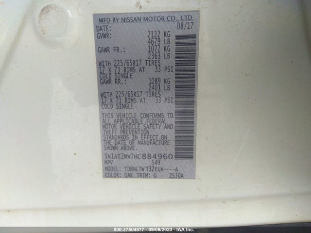 Nissan ROGUE SV 2017 5N1AT2MV7HC884960 Image 9