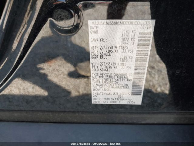 5N1AT2MVXKC831015 Nissan Rogue Sl