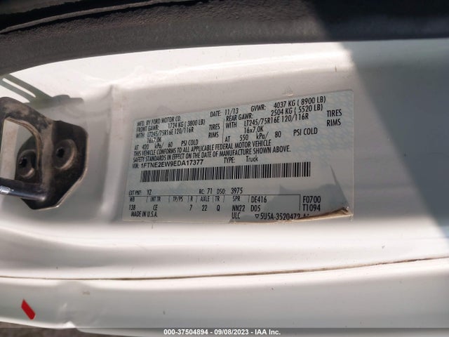 Ford Econoline Cargo Van Commercial/recreational 2014 1FTNE2EW9EDA17377 Image 9