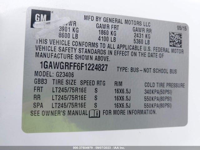 Chevrolet Express Passenger Lt 2015 1GAWGRFF6F1224827 Image 9