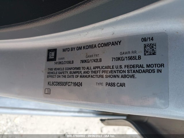 Chevrolet Spark Lt 2015 KL8CD6S93FC716424 Image 9