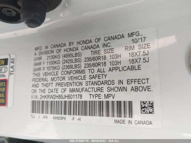 2HKRW2H89JH601178 Honda Cr-v Ex-l