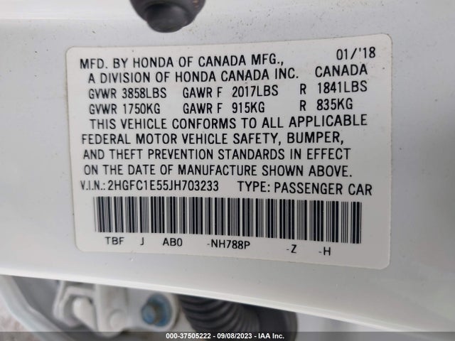 Honda CIVIC SI 2018 2HGFC1E55JH703233 Image 9