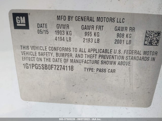 Chevrolet CRUZE LTZ 2015 1G1PG5SB0F7274118 Image 16