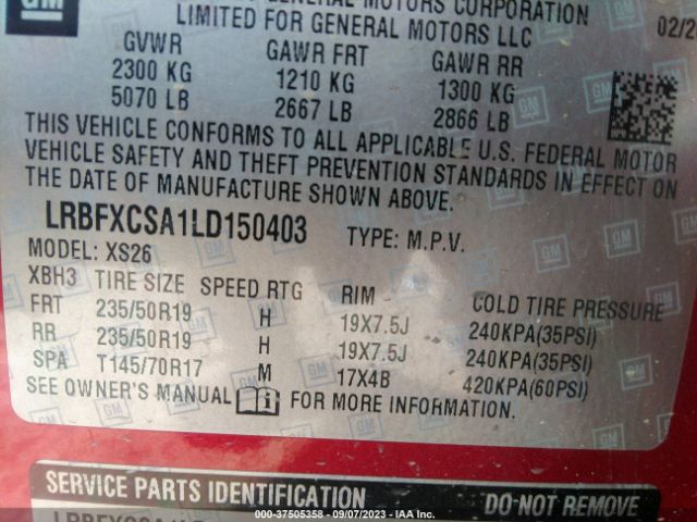 LRBFXCSA1LD150403 Buick Envision Essence