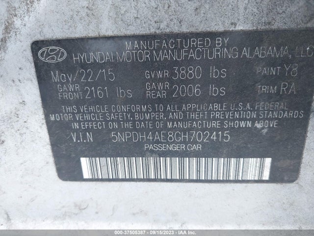 Hyundai ELANTRA SE 2016 5NPDH4AE8GH702415 Image 9