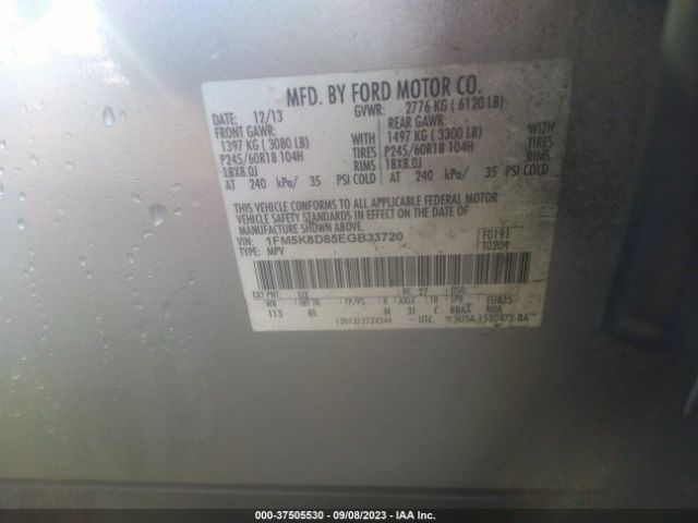 1FM5K8D85EGB33720 Ford EXPLORER XLT