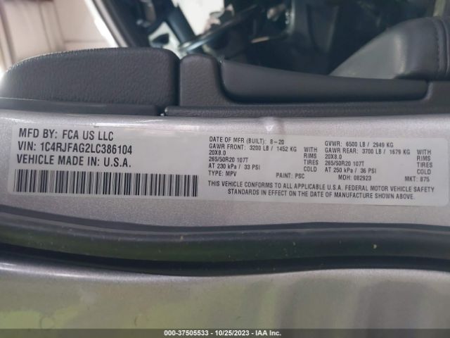 1C4RJFAG2LC386104 Jeep Grand Cherokee Altitude