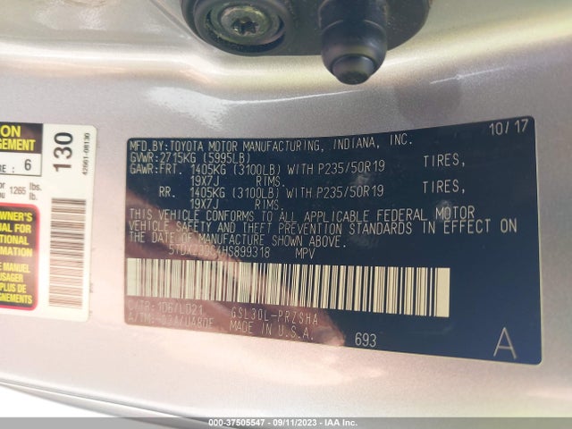 Toyota SIENNA SE 2017 5TDXZ3DC4HS899318 Image 9