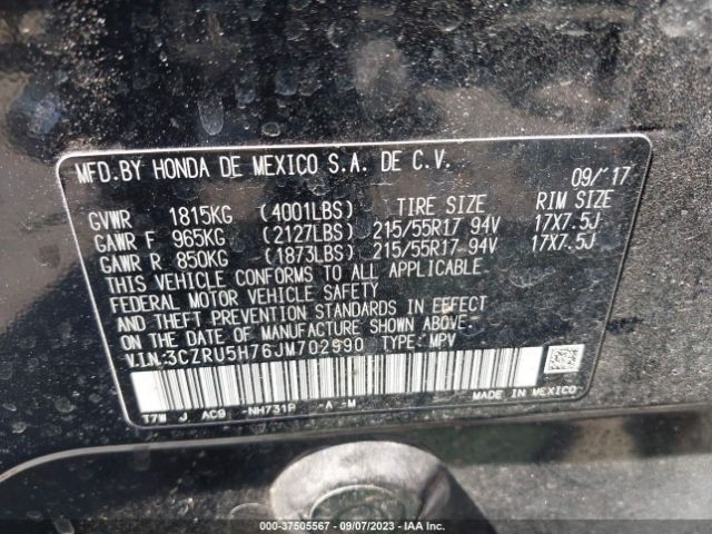 3CZRU5H76JM702990 Honda Hr-v Ex-l Navi