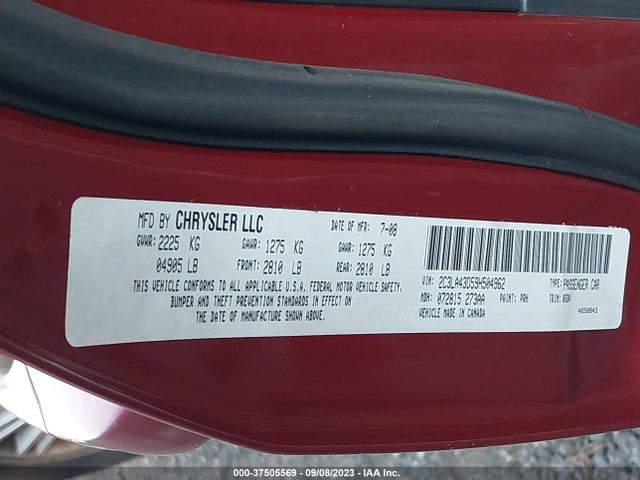 2009 CHRYSLER 300 LX VIN: 2C3LA43D59H504962