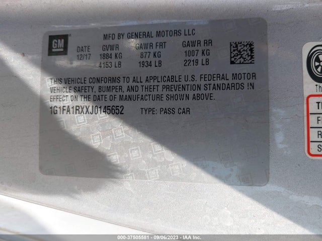 Chevrolet Camaro 1ls 2018 1G1FA1RXXJ0145652 Image 9