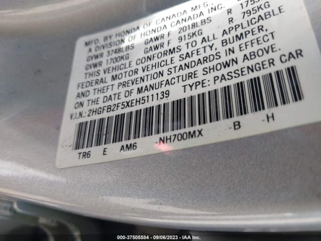 2HGFB2F5XEH511139 Honda Civic Sedan Lx
