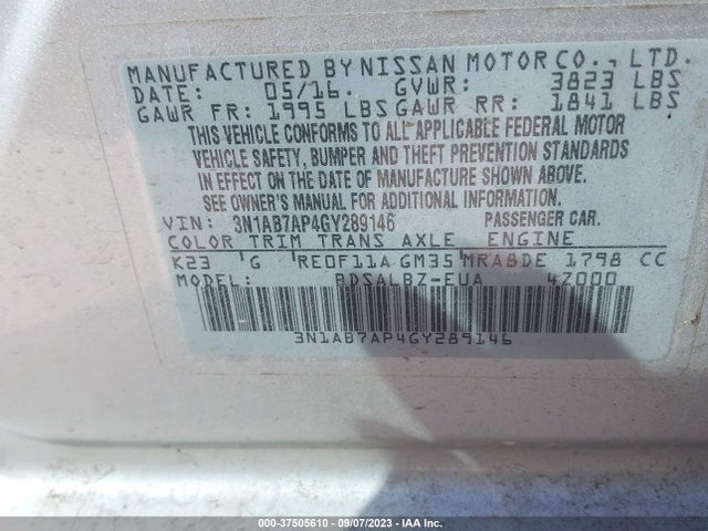 Nissan SENTRA S 2016 3N1AB7AP4GY289146 Image 9