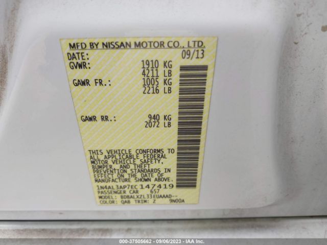 1N4AL3AP7EC147419 Nissan Altima 2.5 Sl